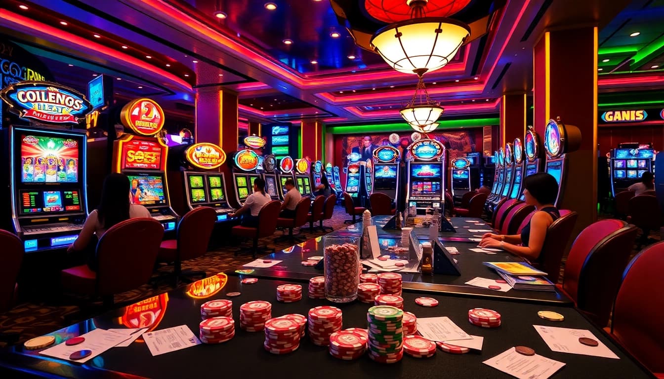 Experience the thrill of winning at slot gacor hari ini with vibrant slot machines and excited players.