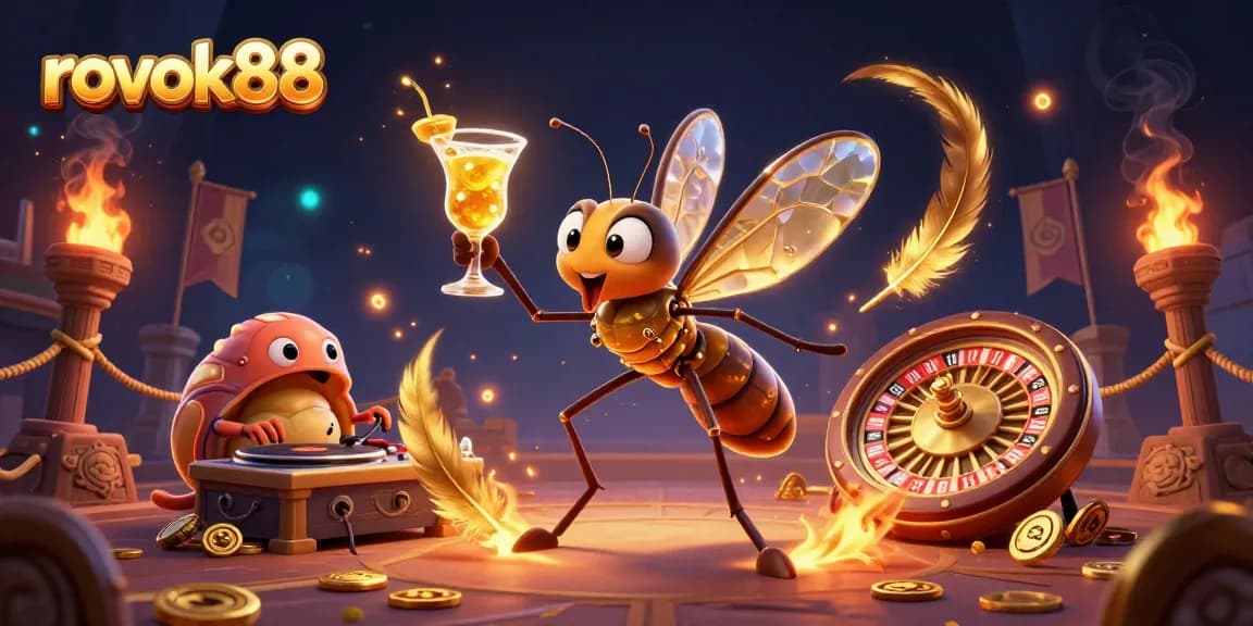 Win big with rokok88 in this vibrant casino-themed 3D illustration showcasing dynamic gaming elements.
