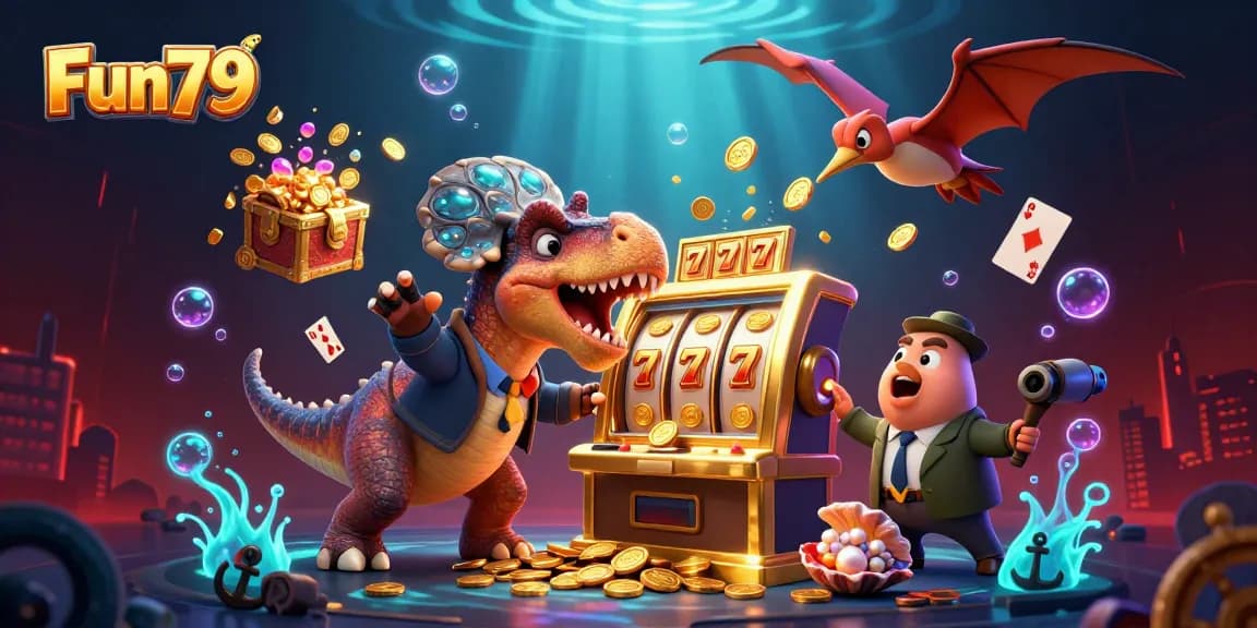 Fun79 attracts players with a vibrant scene showcasing winning moments at a virtual casino.