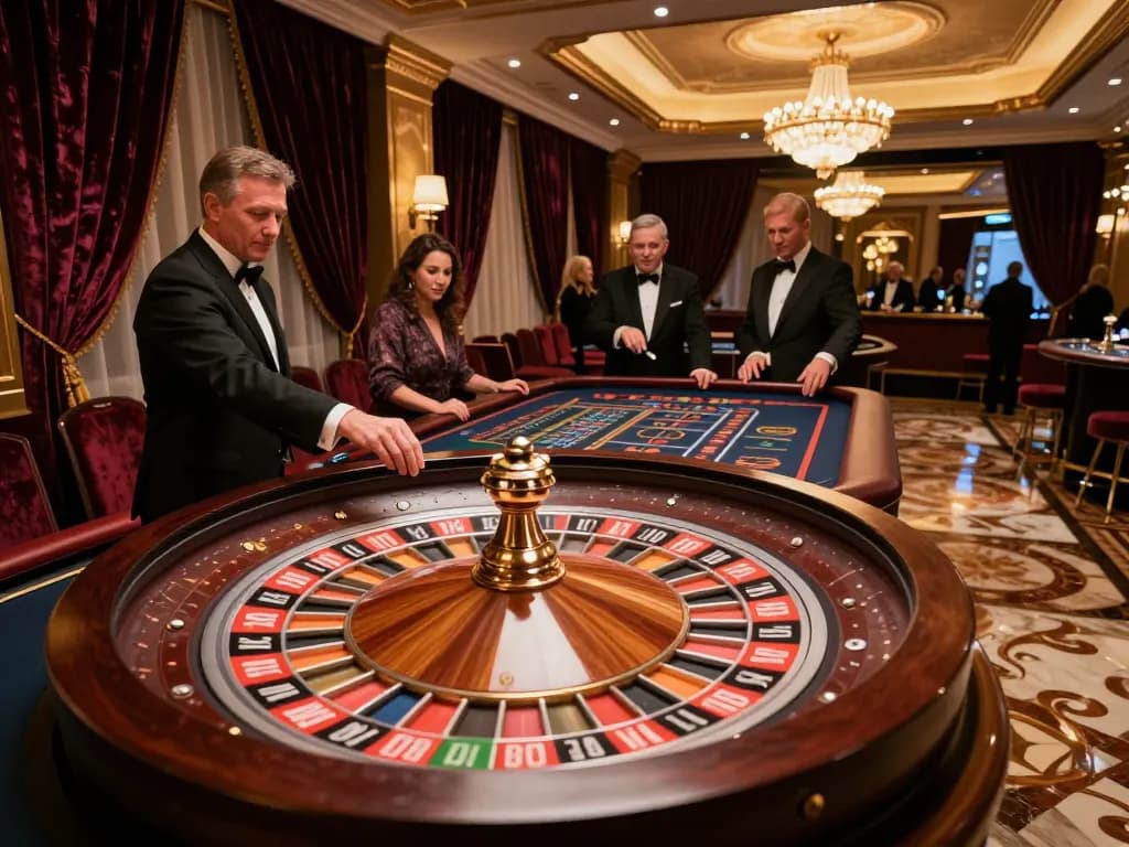 Experience the excitement of winstrike69 with players celebrating at a roulette table.