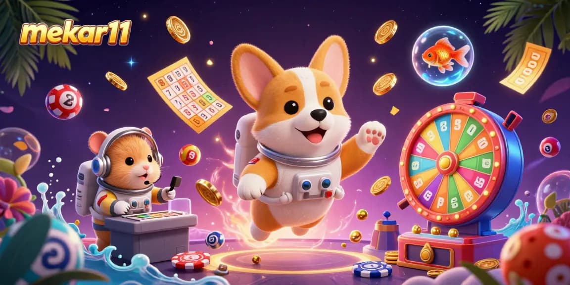 Play exciting games with mekar11 in a vibrant space station casino featuring unique characters!