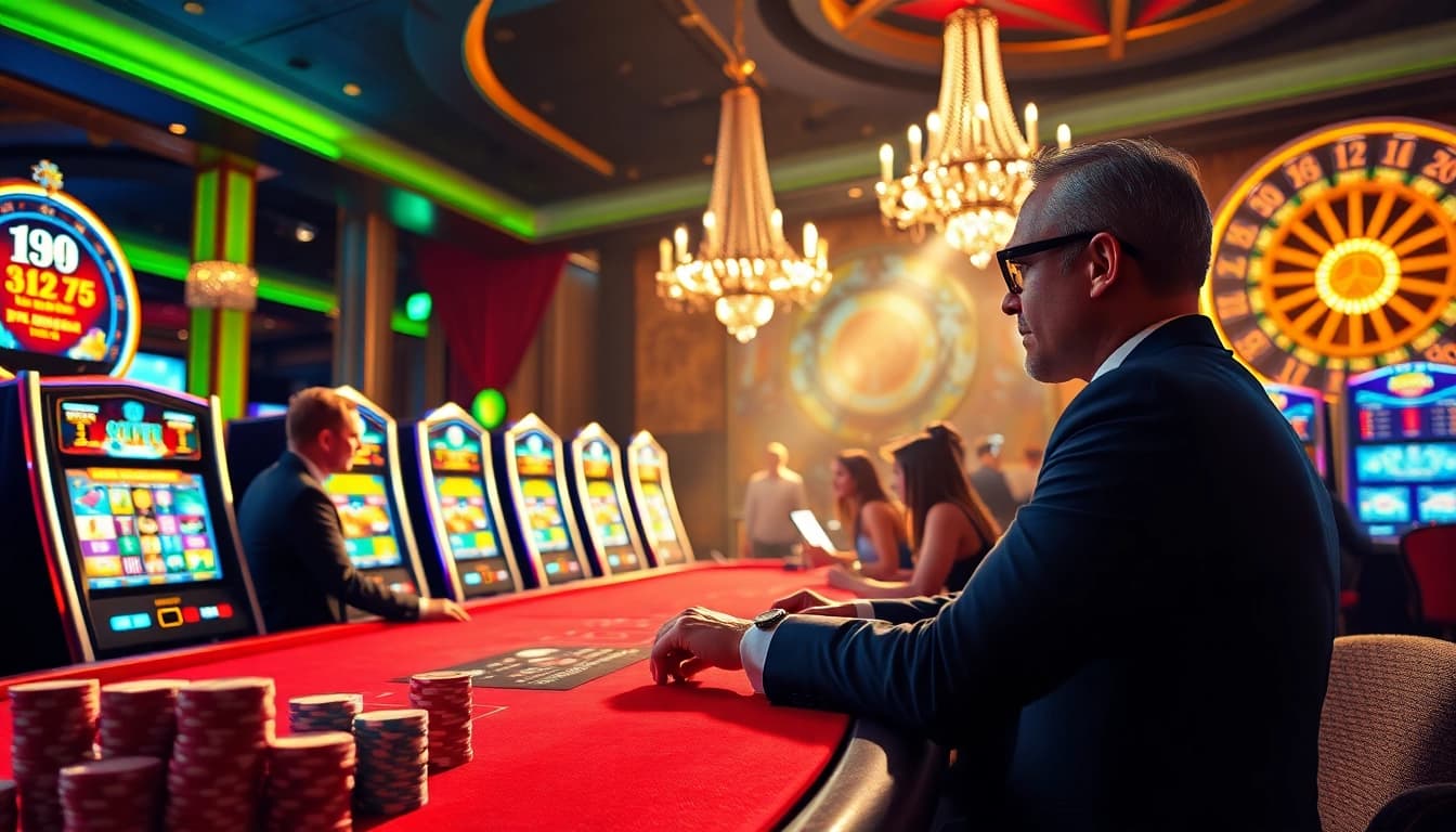 Experience the luxury of sunwin casino with vibrant tables, lively players, and exciting slot machines.