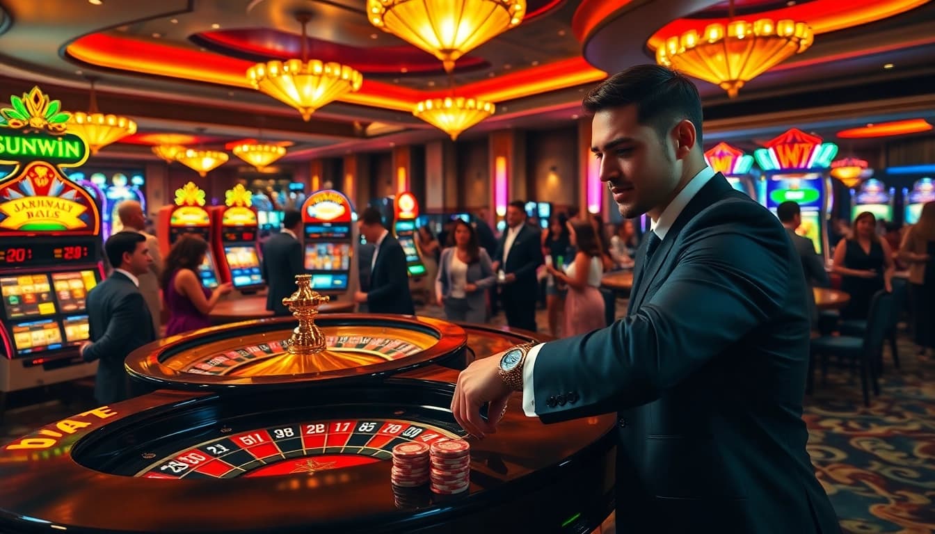 Players celebrate their wins at the table, highlighting the exhilarating ambiance at sunwin casino.
