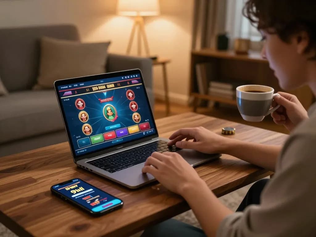 Enjoying a thrilling gaming session on 98win, showcasing online casino action with focused atmosphere.