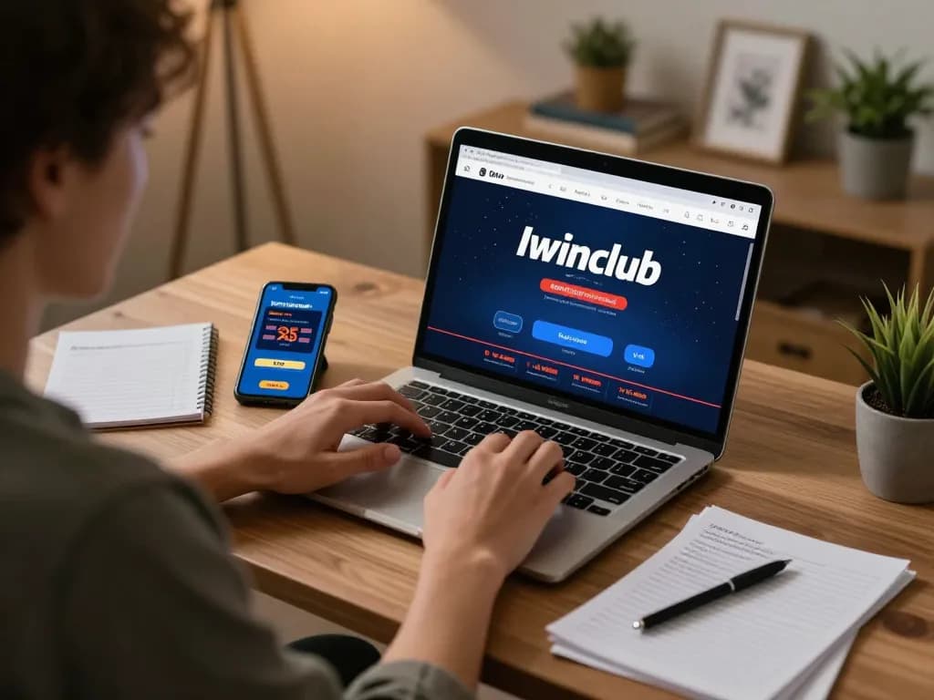 Iwinclub player strategizing their online gaming experience with focused notes and gaming interface.