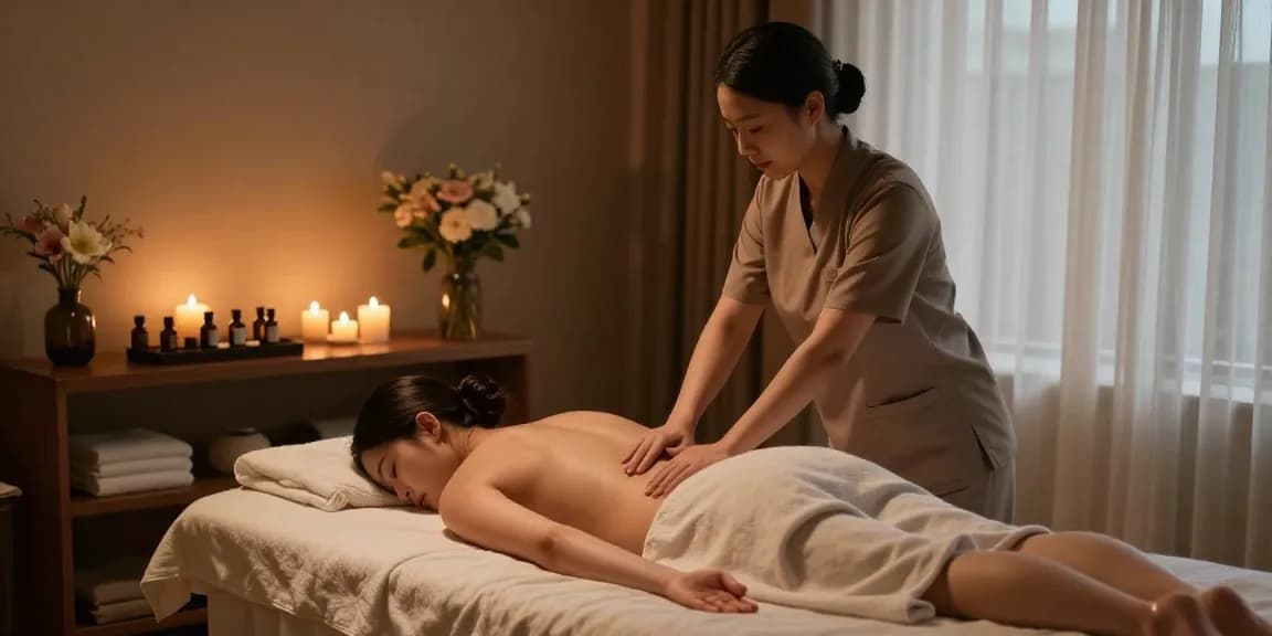 1인샵 마사지 치료 중인 모습과 편안한 분위기