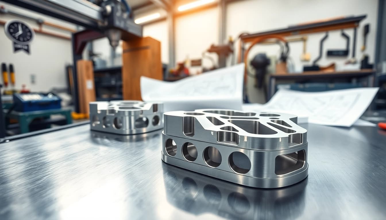 Showcasing aluminum prototypes crafted with precision in a high-tech workshop.