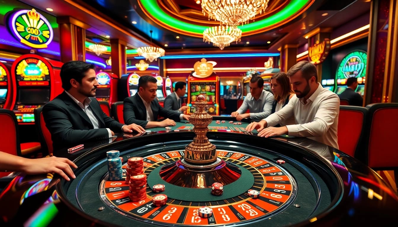 KPI4D players engage in high-stakes betting at a vibrant casino roulette table
