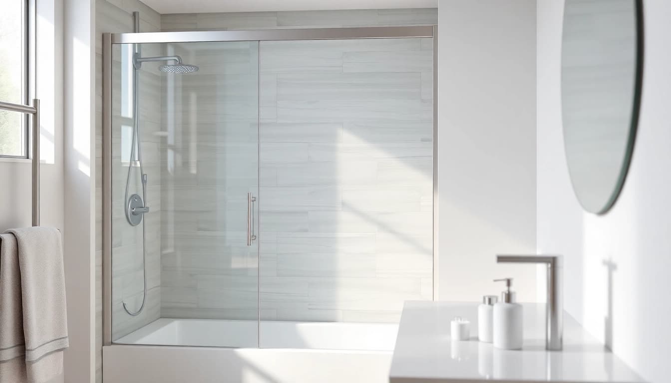 Showcasing a sleek shower screen door in a luxurious bathroom setting.