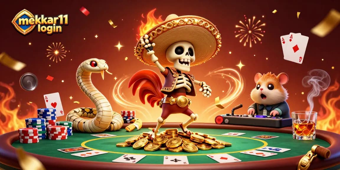 Experience the excitement as mekar11 login celebrates with lively characters in a dynamic casino scene.