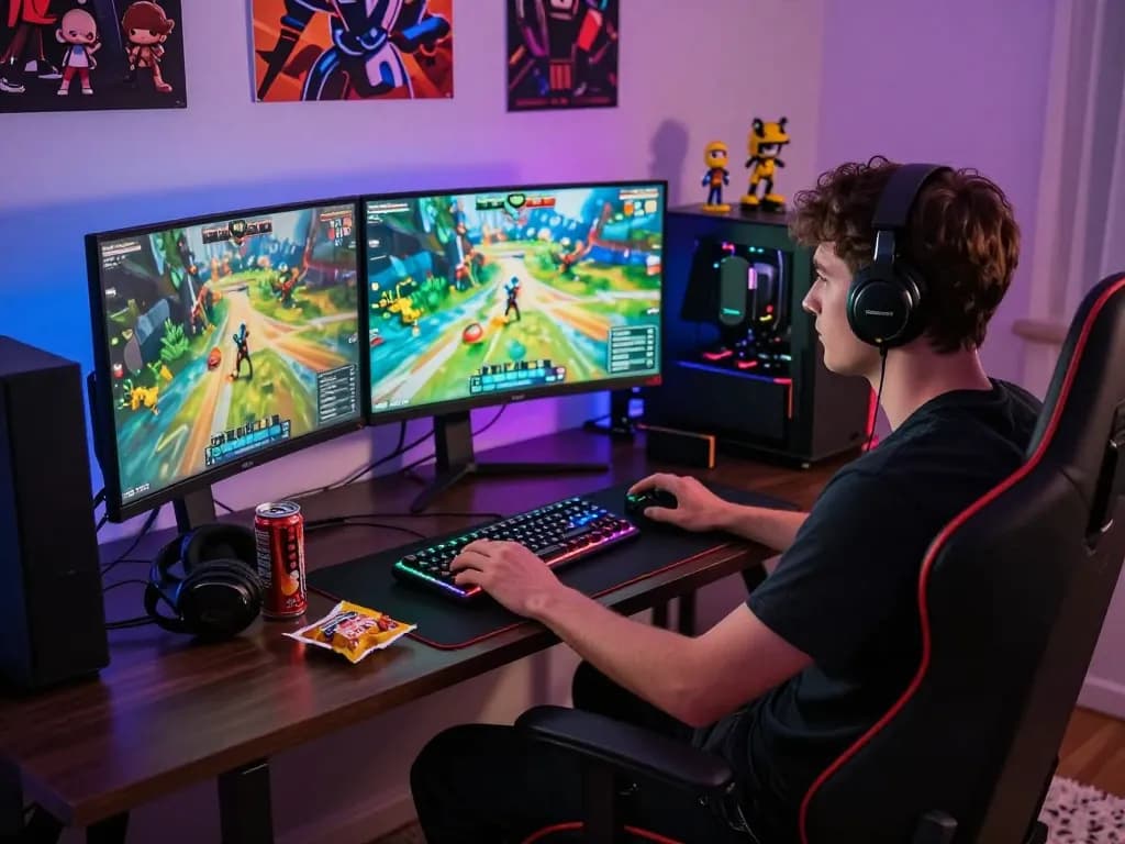 mantra88 login screen depicted in a vibrant gaming lifestyle scene featuring enthusiastic player and high-end gaming setup.