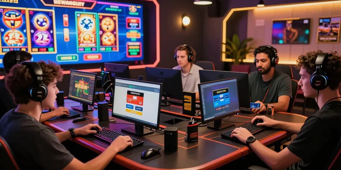 Exciting online gaming atmosphere with players enjoying credit card casinos in 2026, surrounded by vibrant slot game graphics and engaging live dealers.