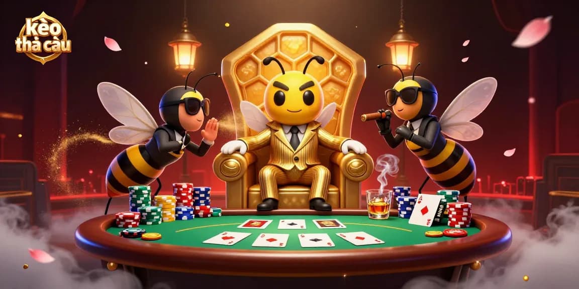 Experience the excitement of kèo nhà cái with a vibrant casino scene filled with cartoon characters and rich gambling elements.