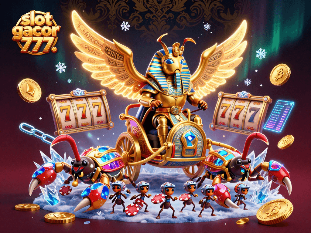 Experience the excitement of slot gacor 777 with a vibrant scene featuring animated characters and casino elements.