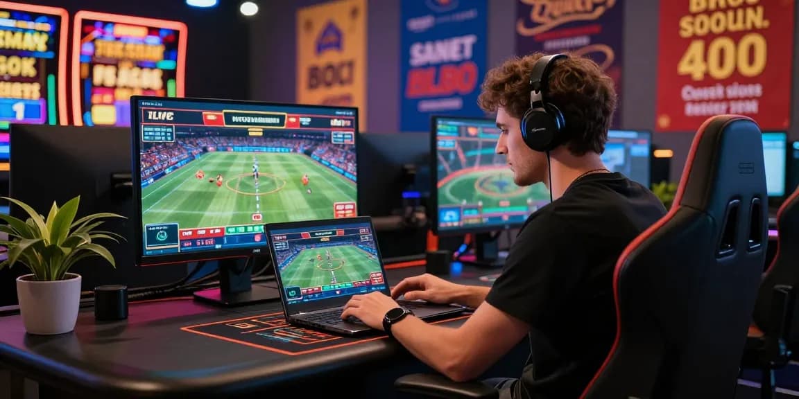 Exciting online gaming environment at https://sh-bet.com/ with vibrant visuals and a player engaging in sports betting.