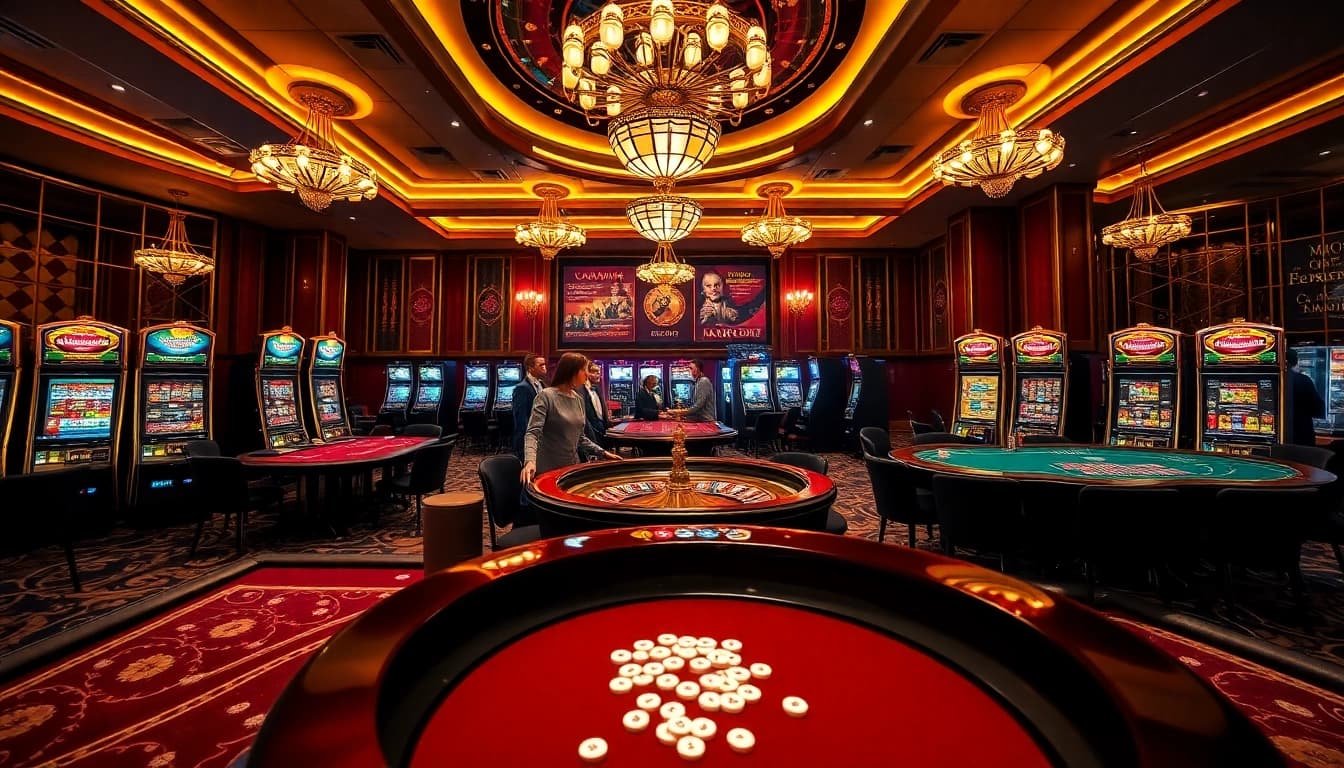 Players enjoying the excitement of 555win com with luxurious casino elements and engaging games.