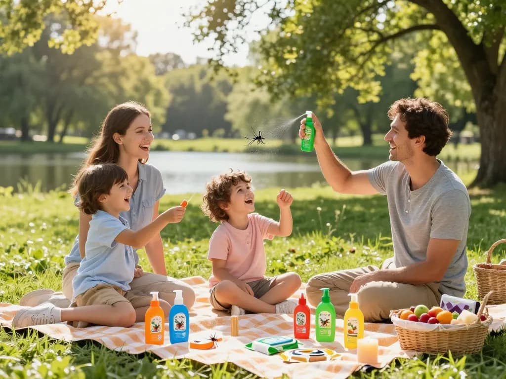 Family enjoying outdoors while using the best mosquito repellent products for protection