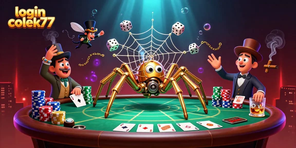 Experience login colek77 strategies with an engaging poker-themed 3D illustration.