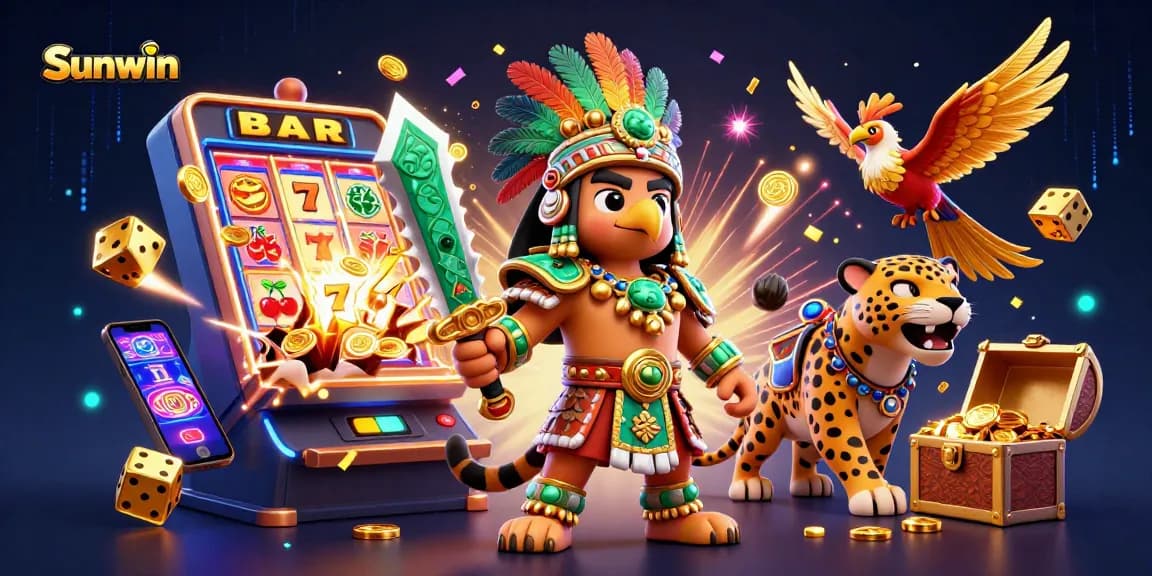 Experience thrilling wins at Sunwin with vibrant slots, energetic characters, and dynamic casino elements.