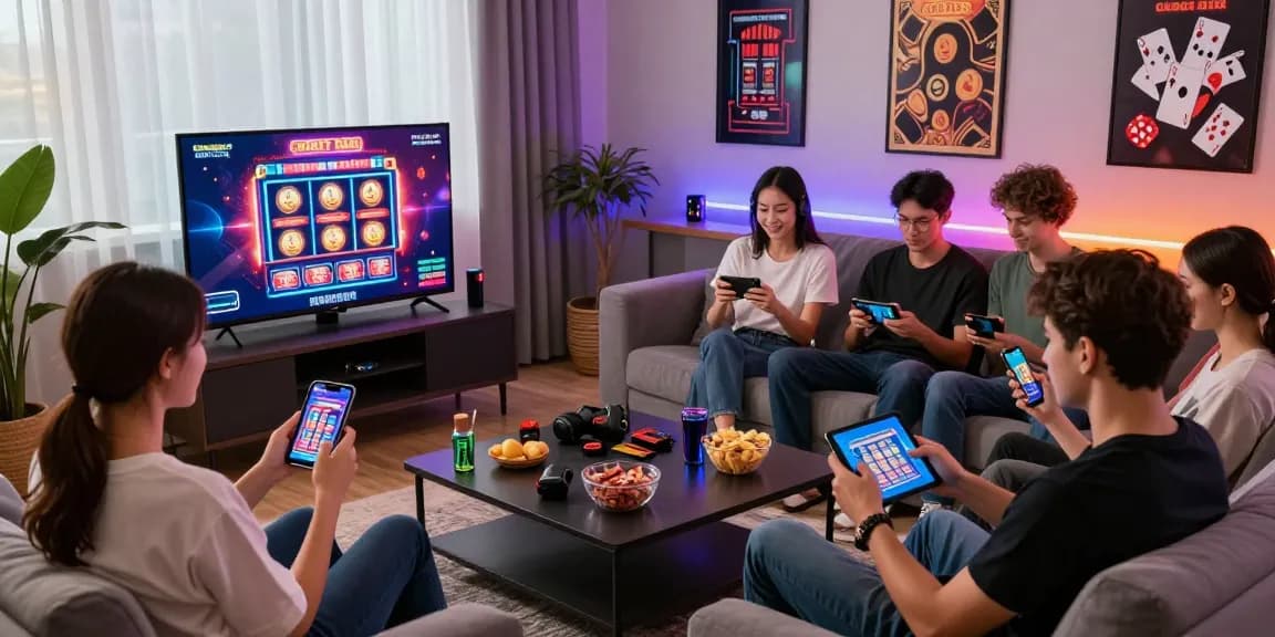 Engaged friends enjoying credit card casino games at home, inspired by https://brcs.co.uk/