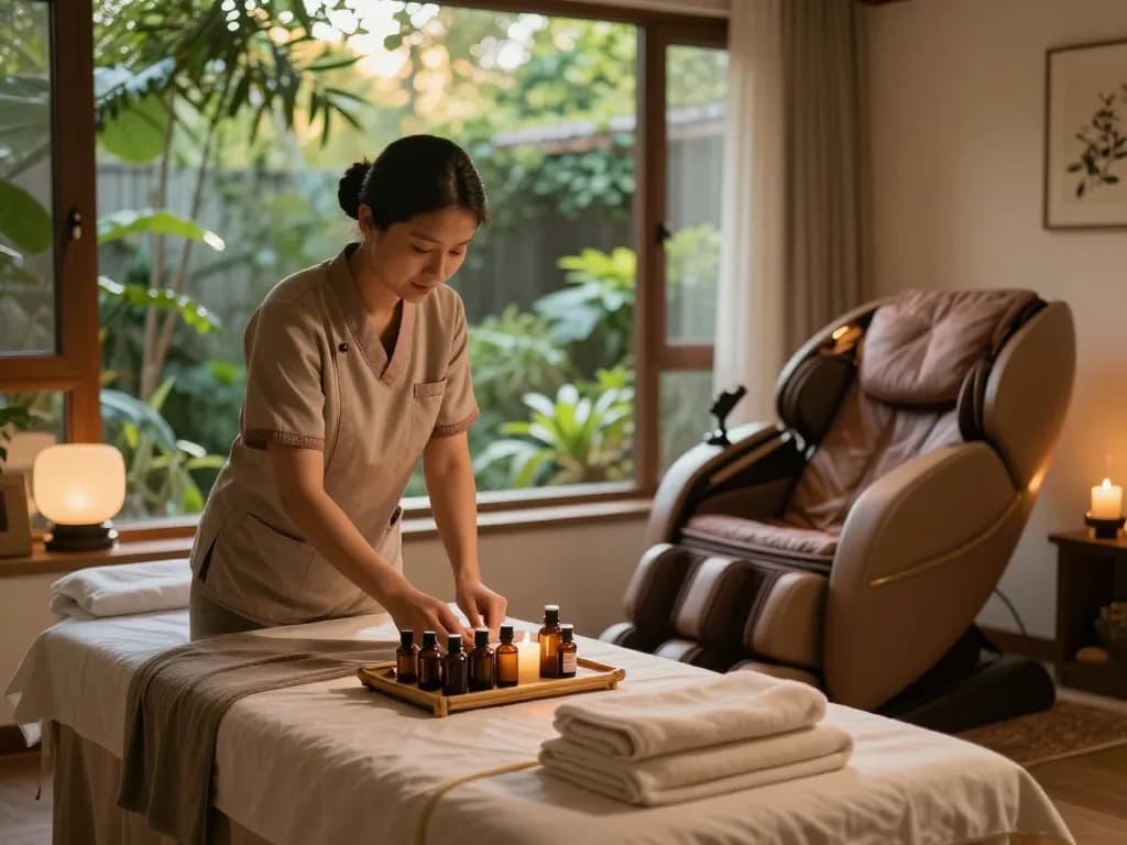 편안한 삼산동마사지 치료 환경, 진정되는 분위기와 아로마 오일