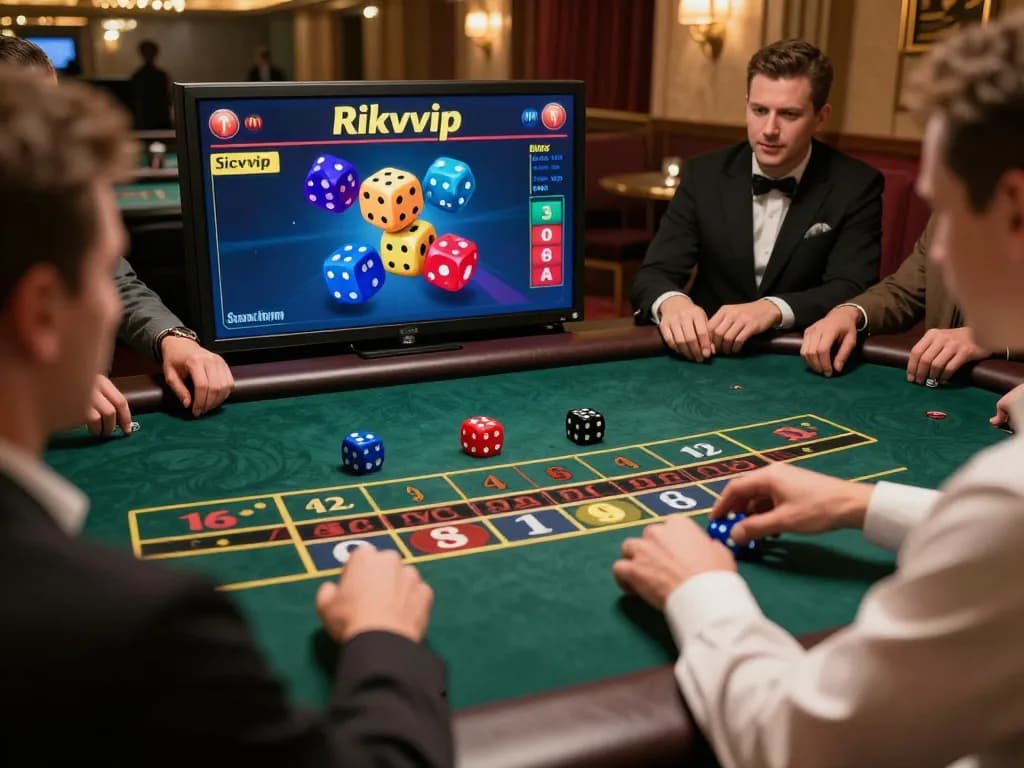 Sicbo Rikvip players engaging intensely in an online casino game with animated dice