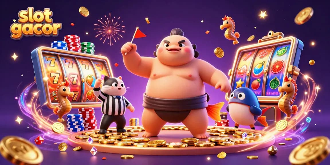 Engage with slot gacor featuring a lively underwater scene with a fugu character and dynamic casino elements.