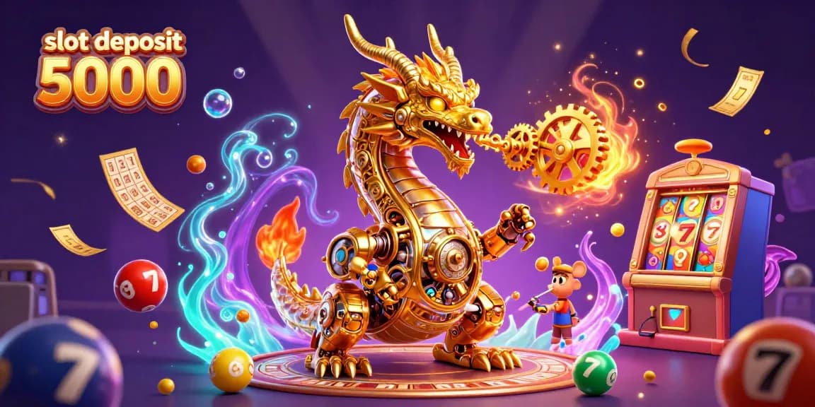 Engage with thrilling slot deposit 5000 in a vibrant 3D casino scene filled with dynamic elements.