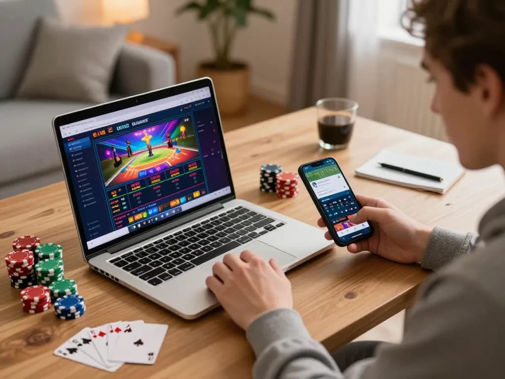Engaged in online gambling, a user navigates giường bệnh nhân options through a vibrant laptop interface