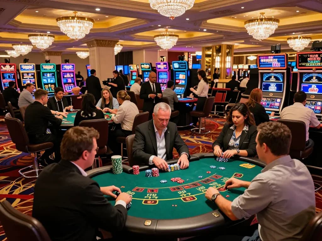 Players engage in strategic blackjack gameplay at a Las Vegas casino table, highlighting the excitement of giường bệnh nhân.
