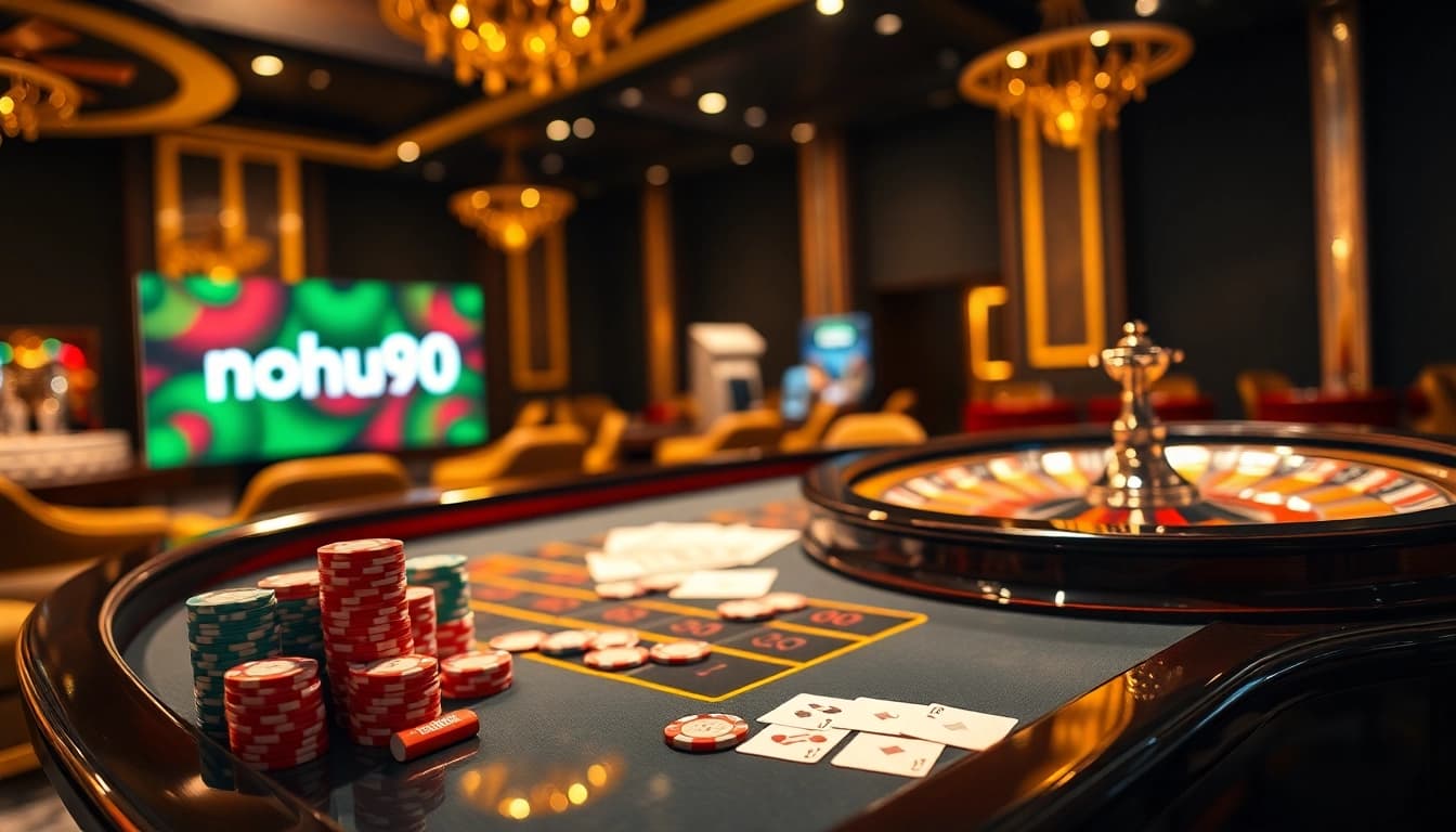 Navigating the exciting nohu90 đăng nhập interface amidst vibrant casino elements.