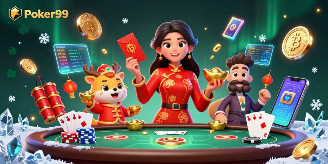 Experience thrilling poker action with Poker99, vibrant characters, and engaging game elements.