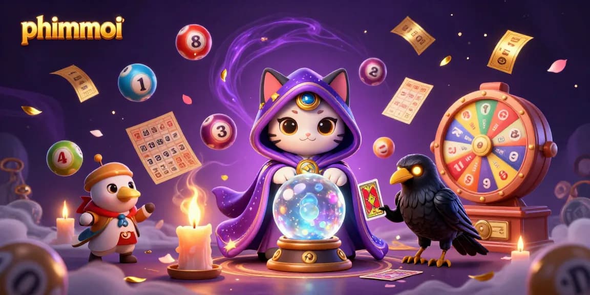 Unleash your luck with phimmoi lottery magic featuring a mystic cat and vibrant game elements.