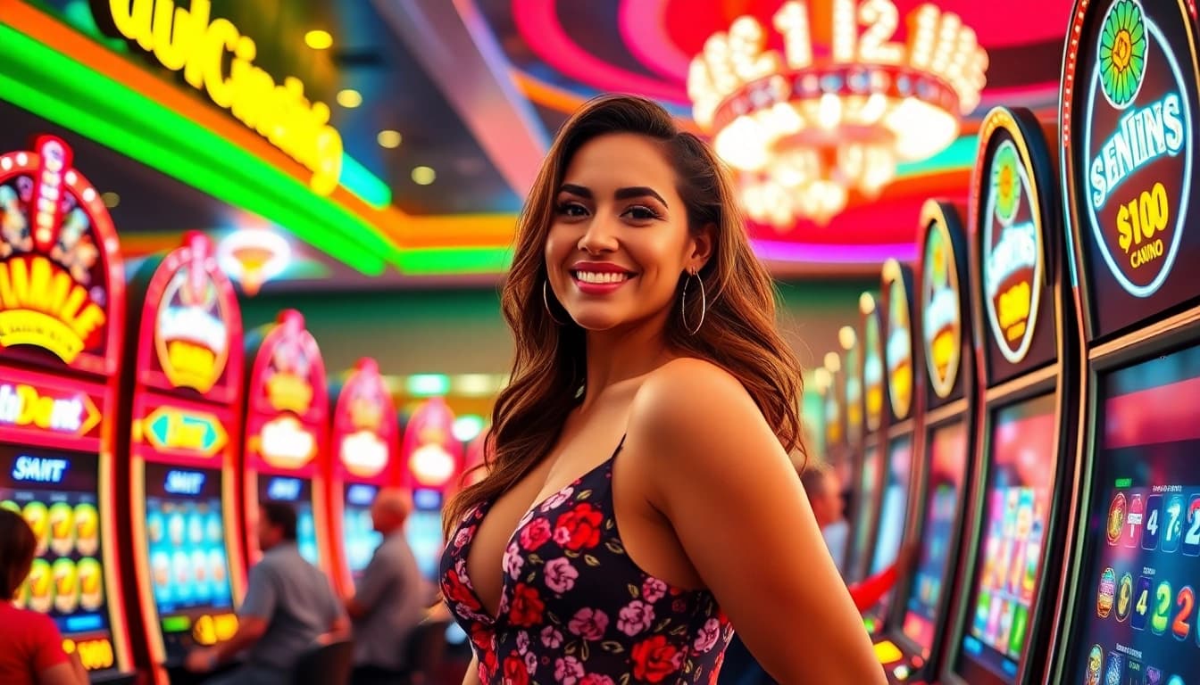 Vegas hero celebrating wins at a vibrant casino, embodying the thrill of gaming.
