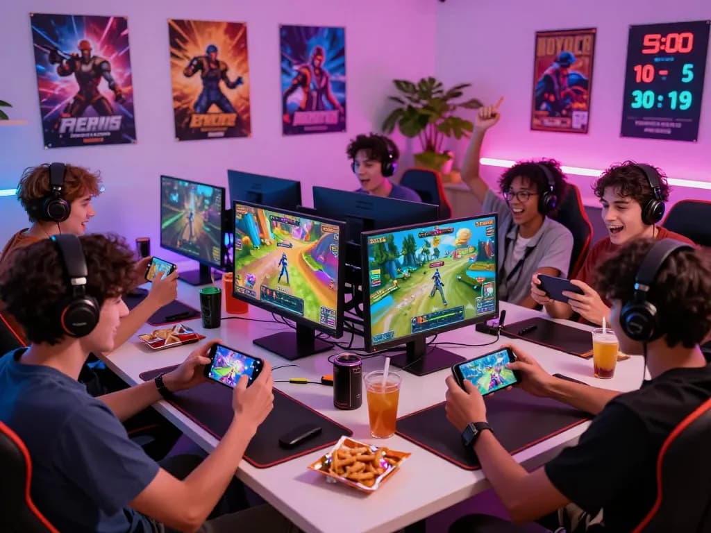 Players enjoying mobile games at home with autowin88, showcasing vibrant gaming atmosphere and engagement.