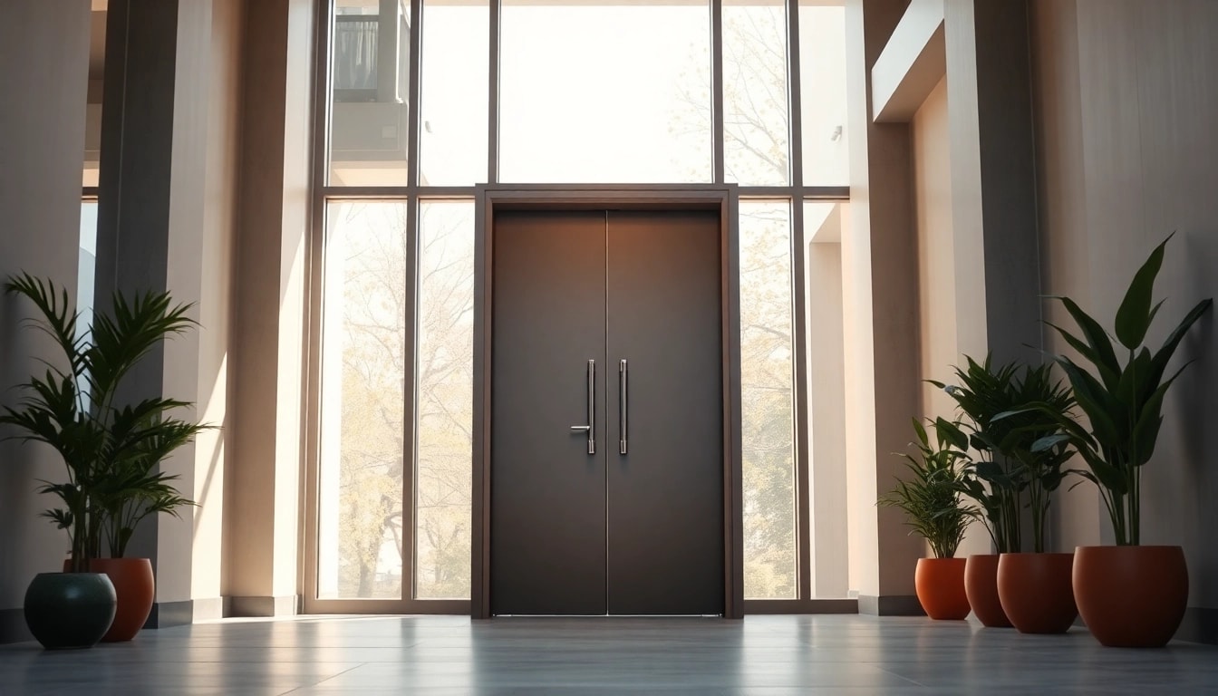Eye-catching exit door with polished details and modern design in a bright entryway.