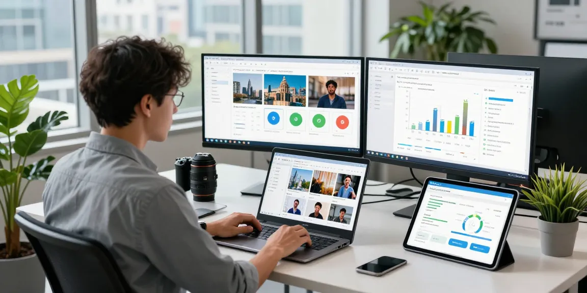 Detect AI image through analysis in a modern workspace with data dashboards and moderation tools.