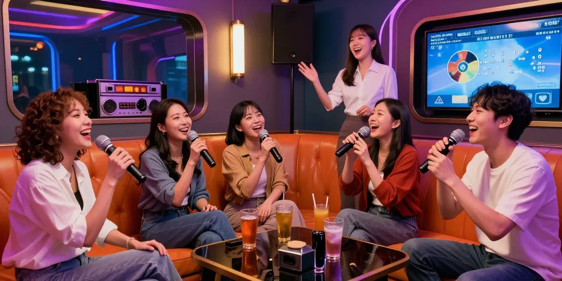 강남 가라오케에서 친구들과 함께 즐거운 시간을 보내는 모습