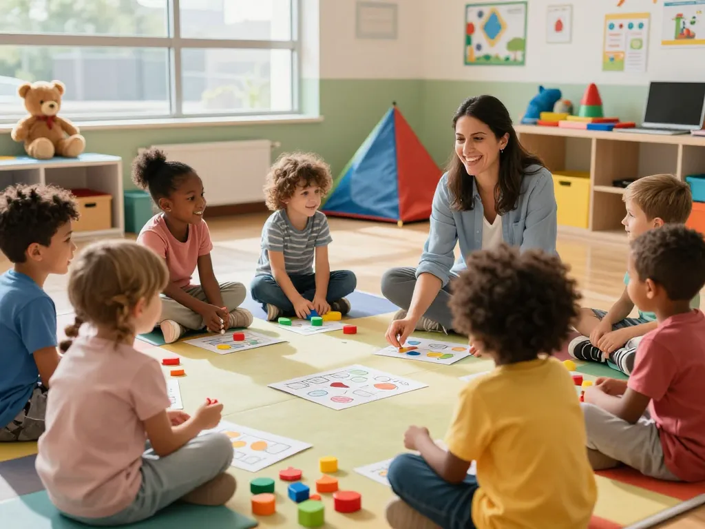 Engaging speech therapy session in Sydney, highlighting children learning in a warm, supportive environment, fostering communication skills.