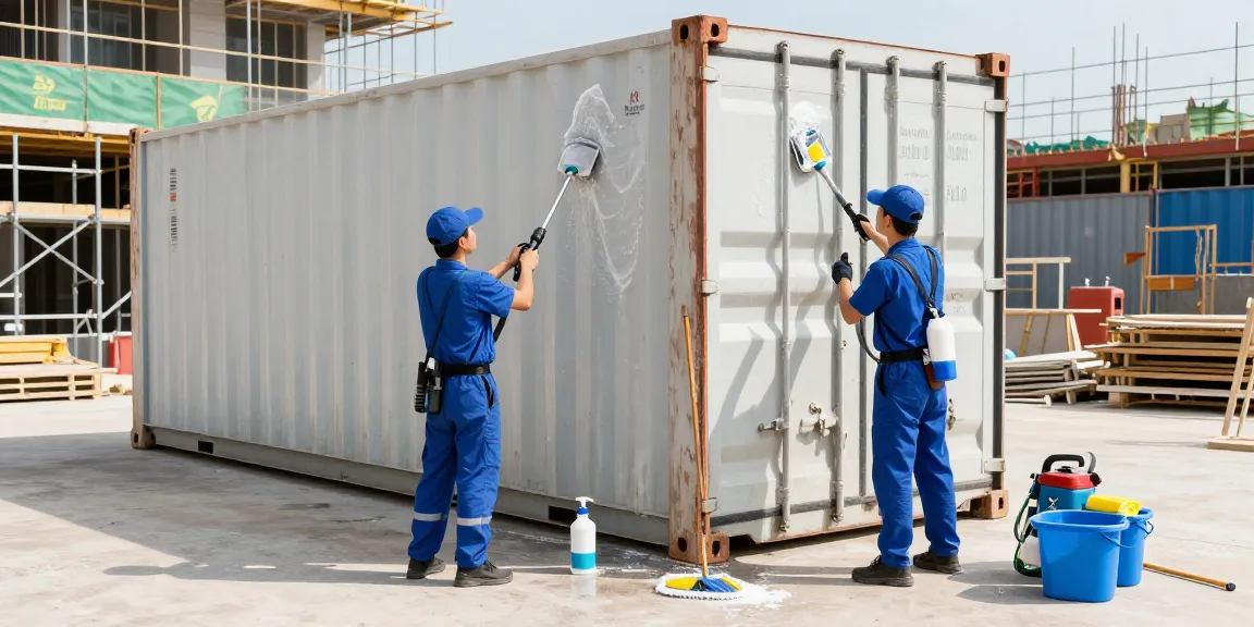 Containerreinigung Firma Dortmund bei der professionellen Reinigung von Baucontainern auf Baustellen.