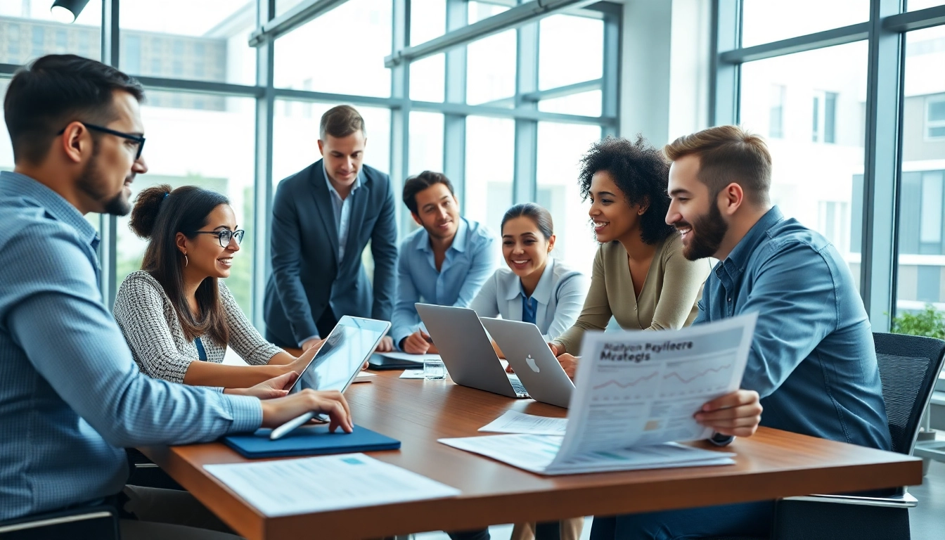 Professionelle suchmaschinenoptimierung strategische Besprechung mit einem kreativen Team.