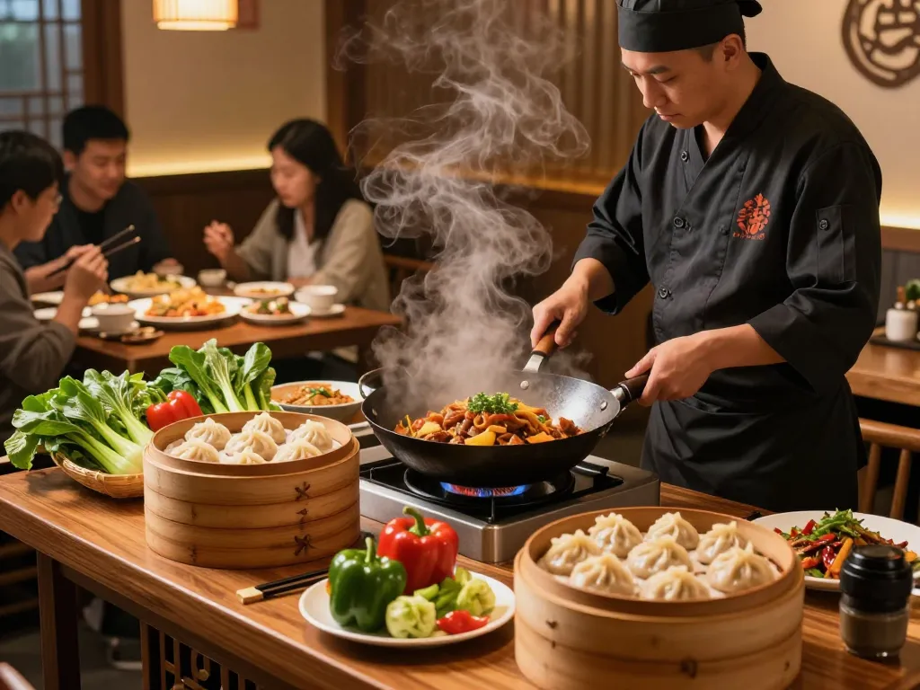 Delicious Asian Star Chinese Restaurant dishes being prepared, showcasing vibrant ingredients with a cozy dining atmosphere at 88Pulsa.