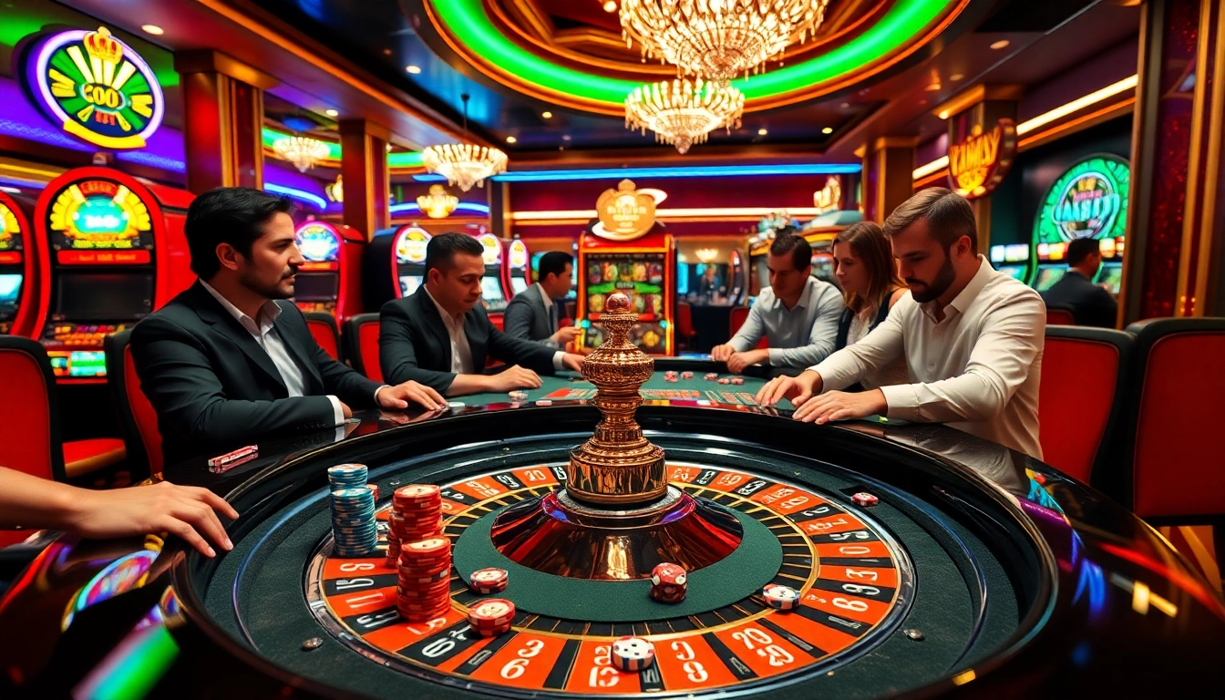 KPI4D players engage in high-stakes betting at a vibrant casino roulette table