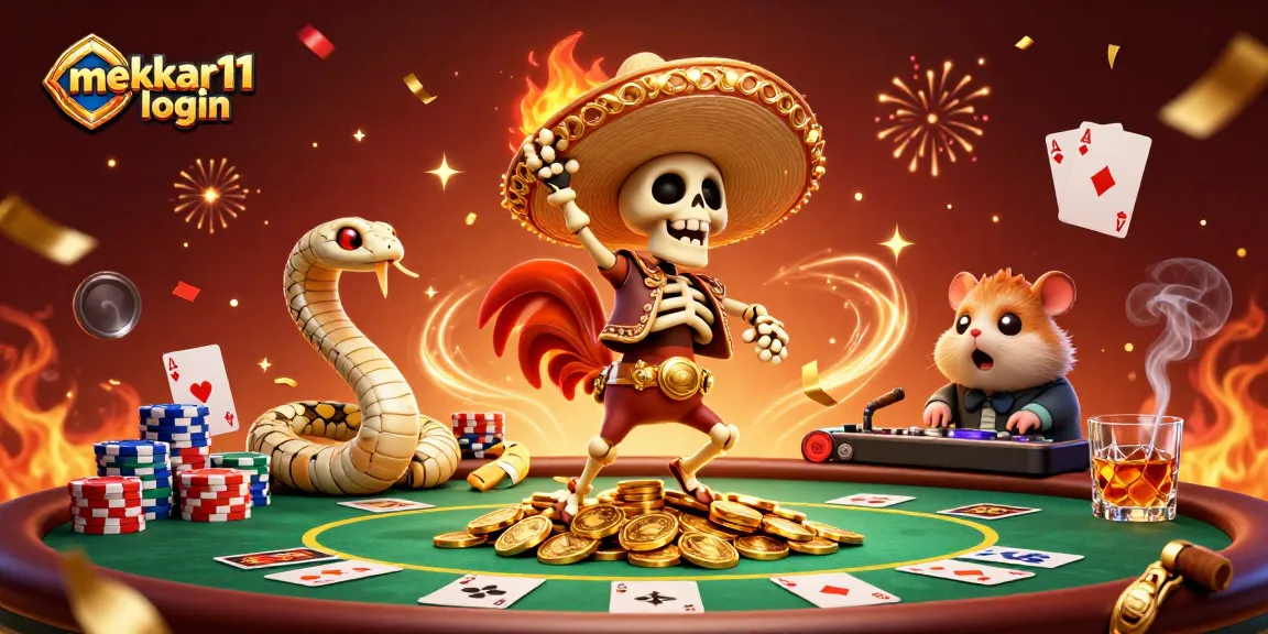 Experience the excitement as mekar11 login celebrates with lively characters in a dynamic casino scene.