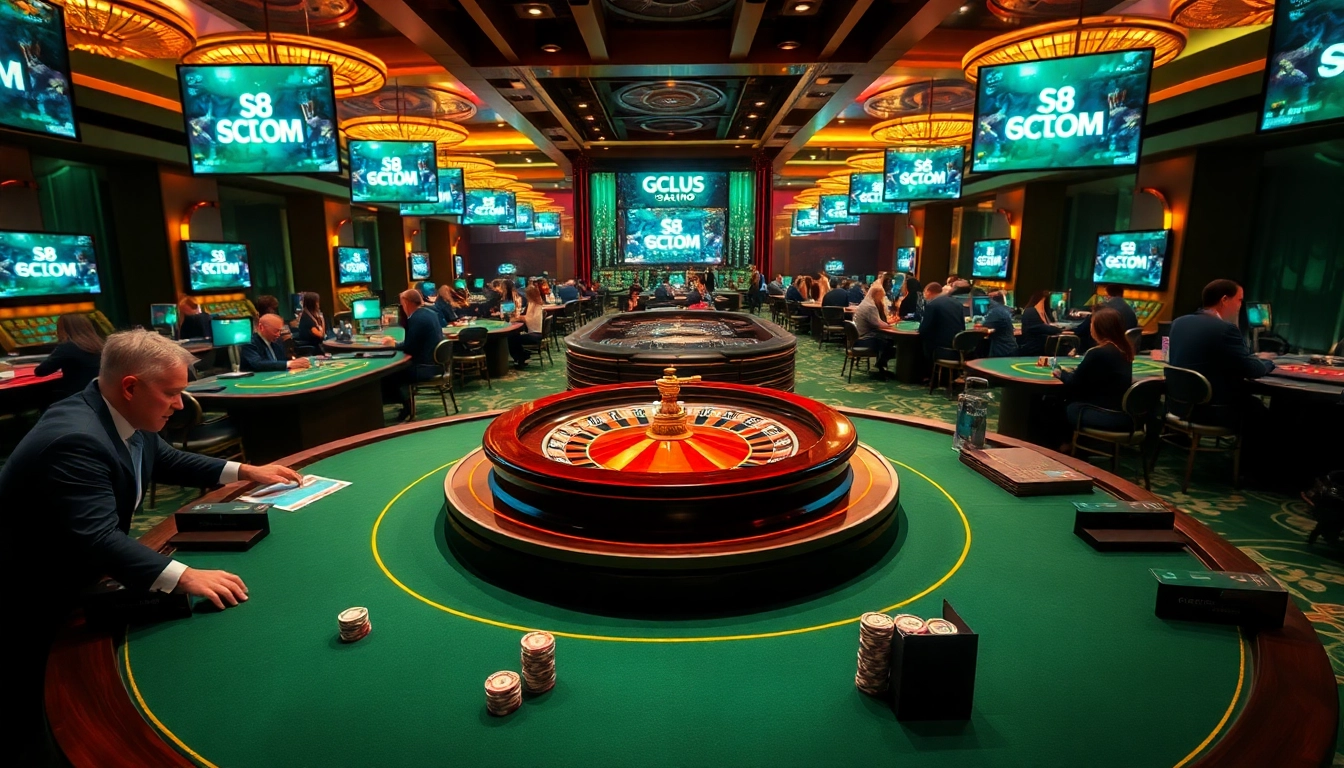 Experience the thrill of s8 com with vibrant casino visuals featuring roulette and poker.