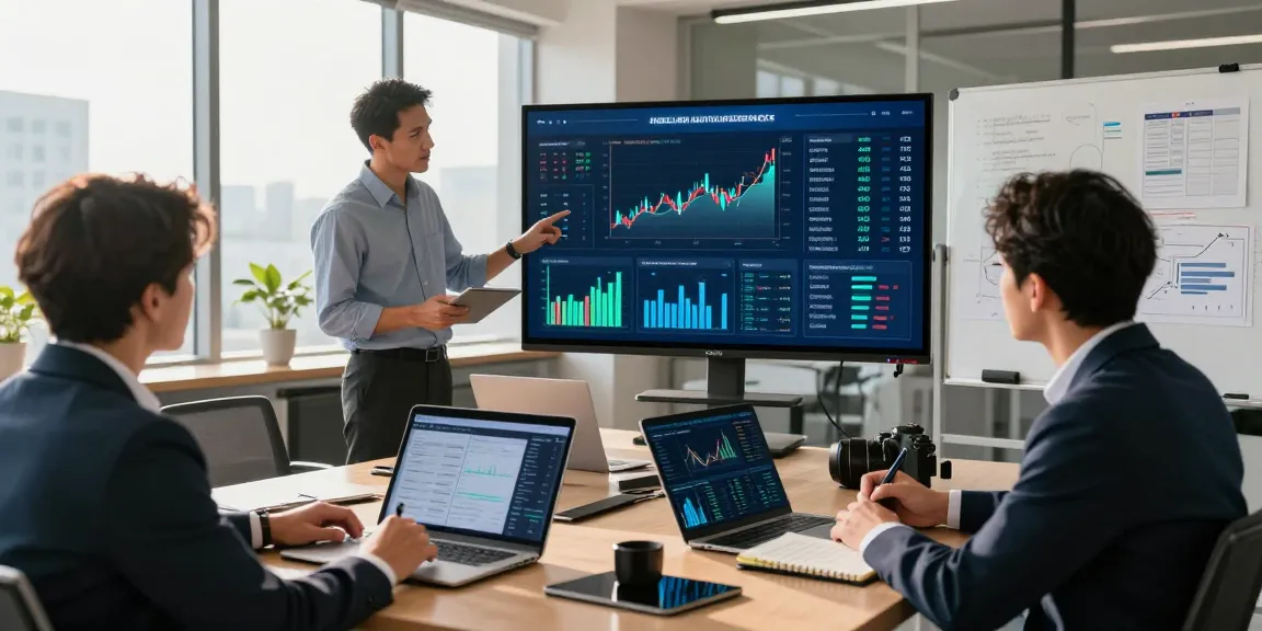 Team discussing financial crime intelligence analytics in a modern office