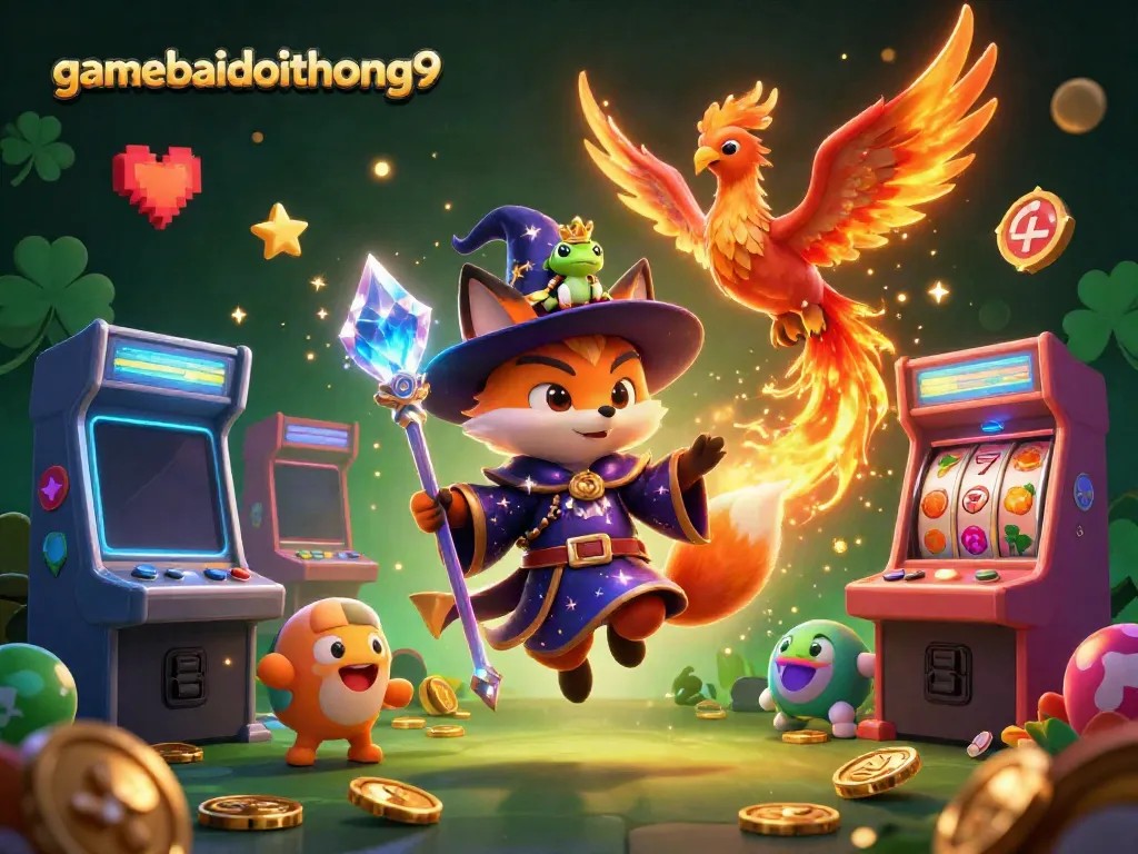 Experience the excitement of gamebaidoithuong9 with a vibrant casino-themed 3D illustration.