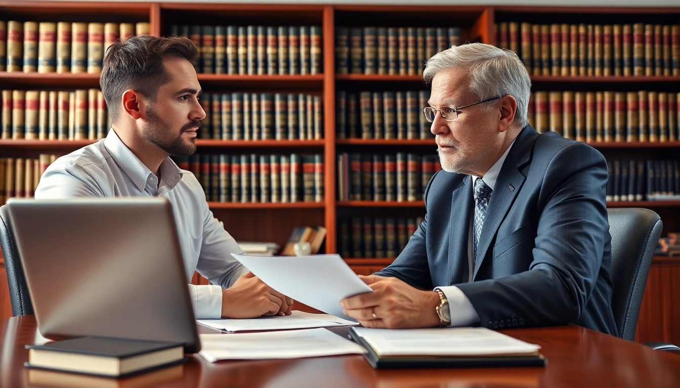 Truck accident attorney Clearwater consulting with a client in a professional office setting.