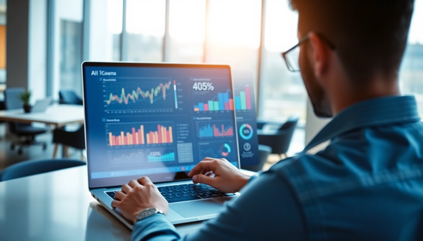 Utilize AI for competitor analysis to gain insights in a modern office environment.