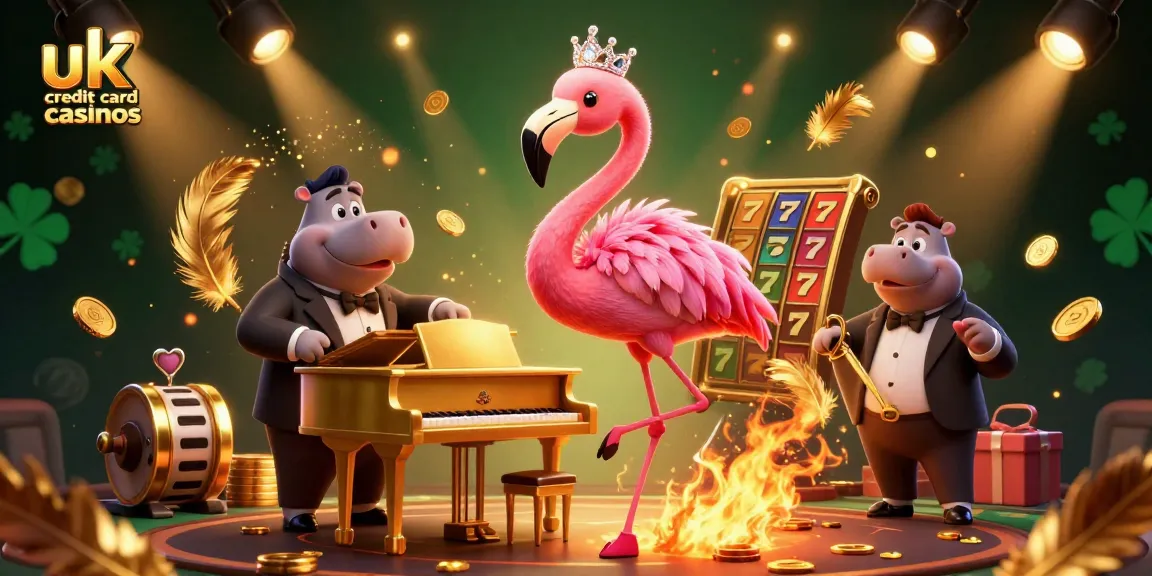 Experience the excitement of uk credit card casinos with a lively 3D casino scene featuring a flamingo singer and hippo bassist.